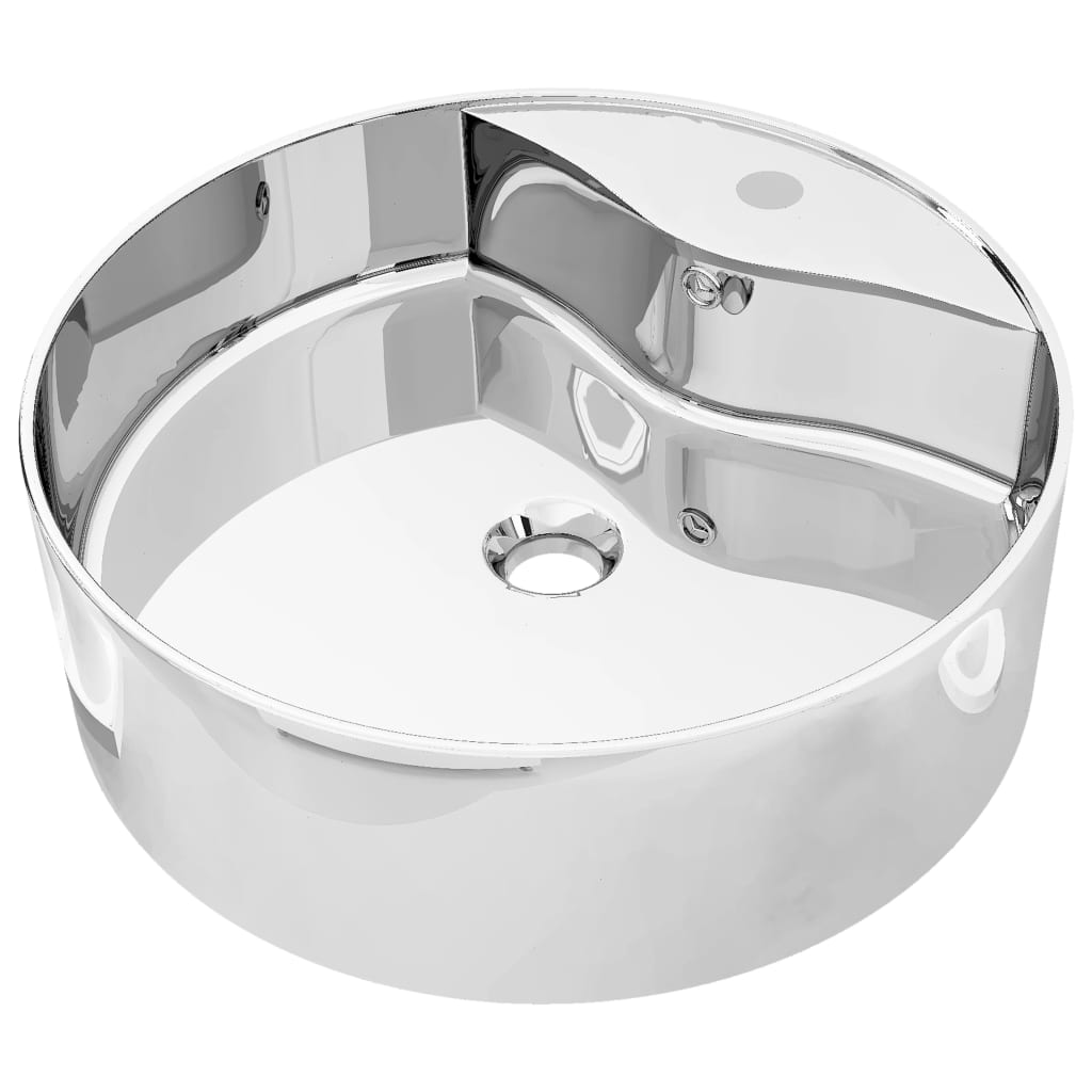 Lavandino con Troppopieno 46,5x15,5 cm in Ceramica Argento - homemem39