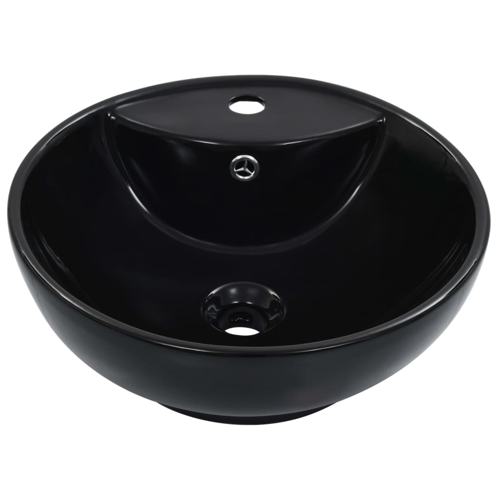 Lavandino con Troppopieno 46,5x18 cm in Ceramica Nero | homemem39