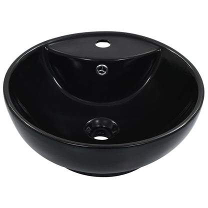 Lavandino con Troppopieno 46,5x18 cm in Ceramica Nero - homemem39