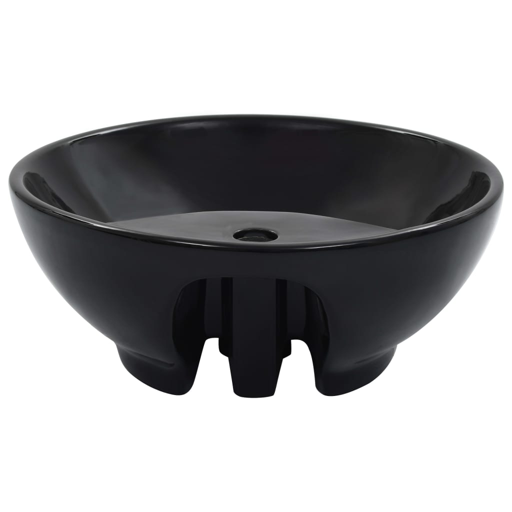 Lavandino con Troppopieno 46,5x18 cm in Ceramica Nero | homemem39