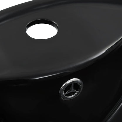 Lavandino con Troppopieno 46,5x18 cm in Ceramica Nero | homemem39