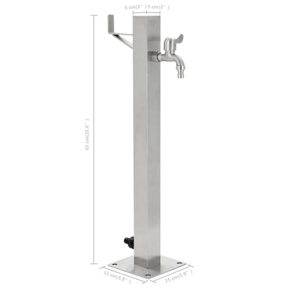 Fontanella a Colonna in Acciaio Inossidabile Quadrata 65 cm - homemem39