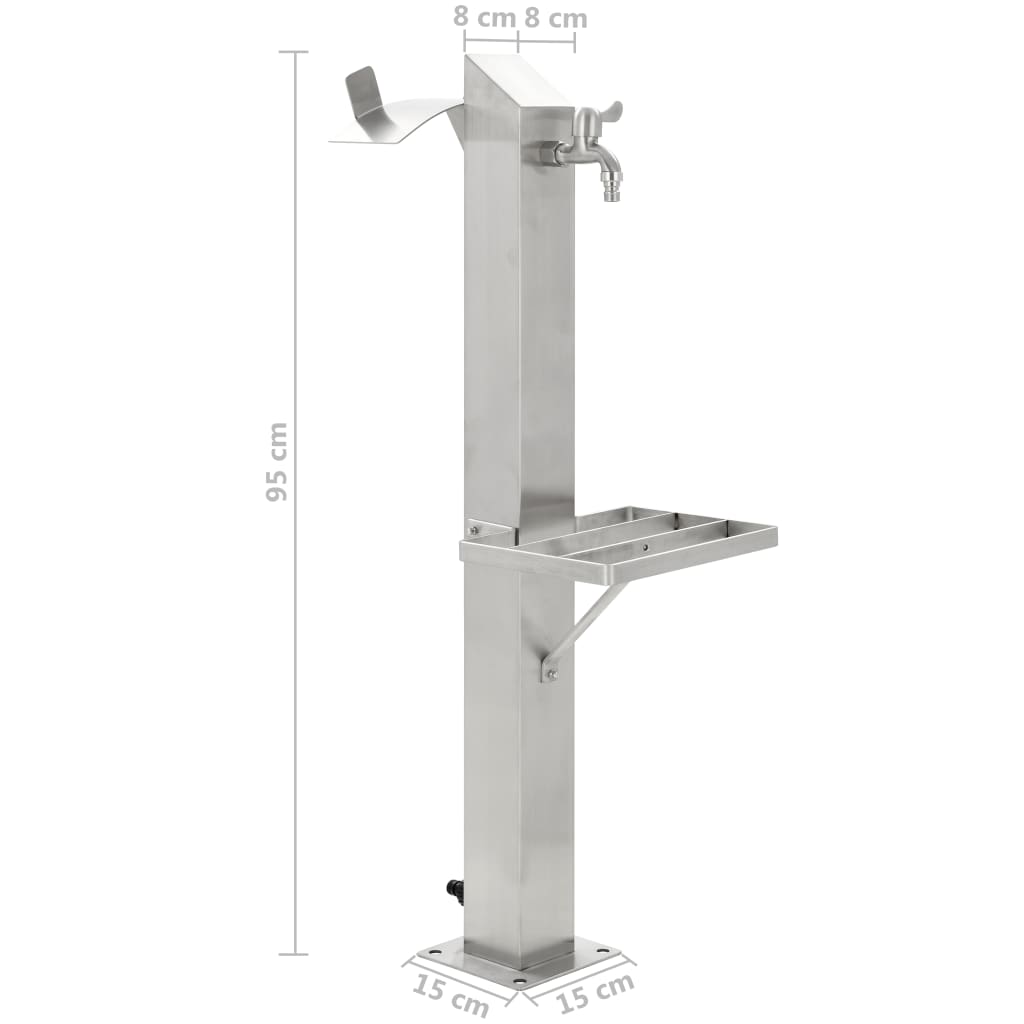 Fontanella a Colonna in Acciaio Inossidabile Quadrata 95 cm - homemem39