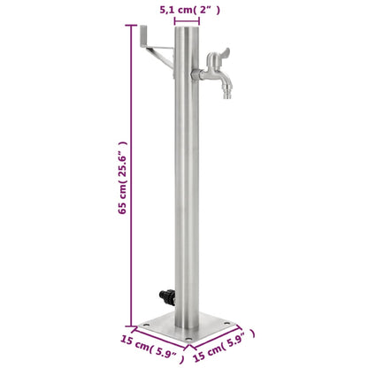 Fontanella a Colonna in Acciaio Inossidabile Rotonda 65 cm - homemem39