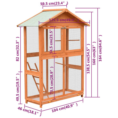 Gabbia per Uccelli in Legno di Pino e Abete 125,5x59,5x164 cm | homemem39
