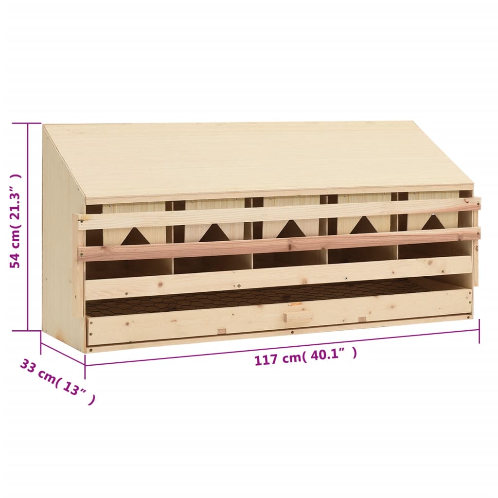 Casetta Cova per Galline 5 Scomparti 117x33x54 cm Legno di Pino - homemem39