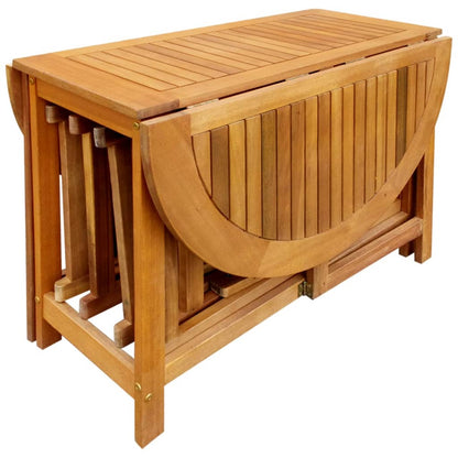 Set da Pranzo da Giardino 5 pz Pieghevole in Massello di Acacia | homemem39