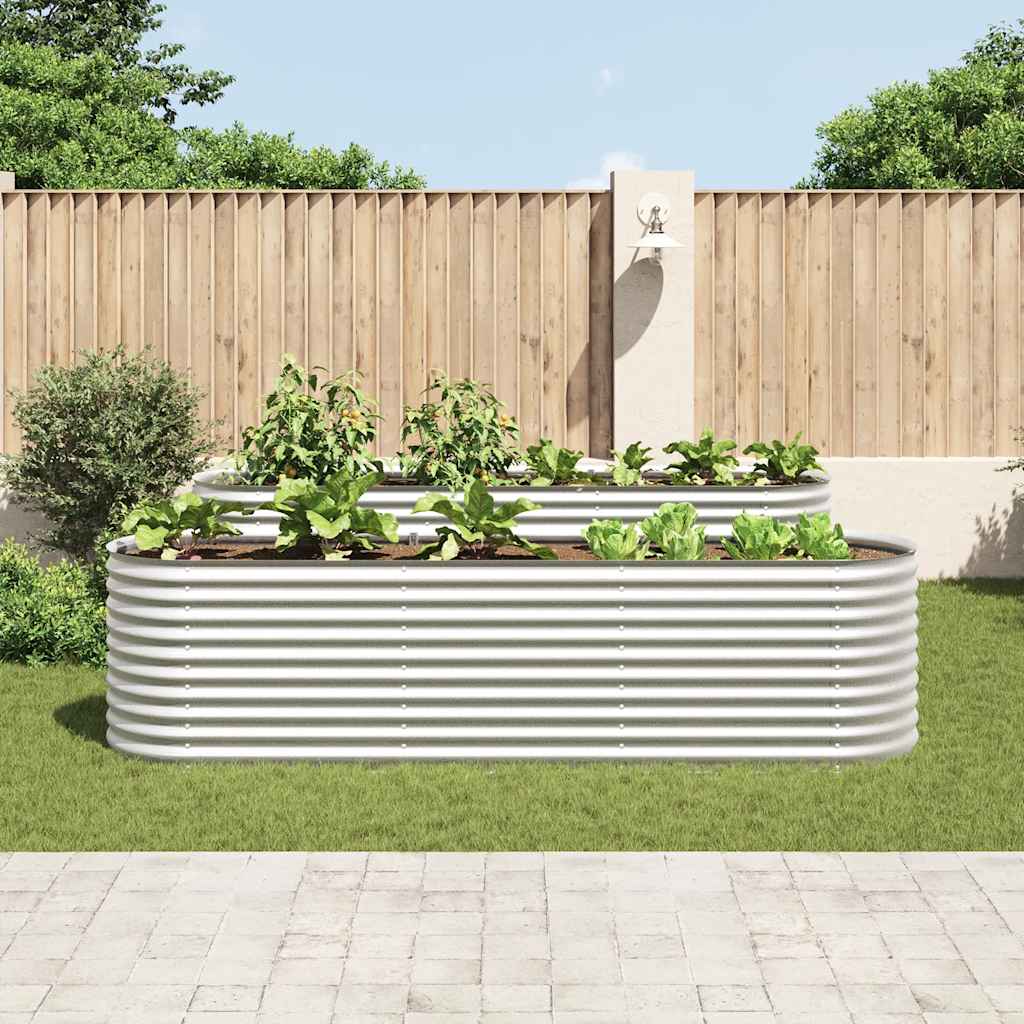 Letto Rialzato Giardino 320x80x81 cm in Acciaio Zincato Argento | homemem39