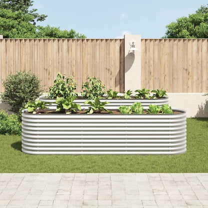 Letto Rialzato Giardino 320x80x81 cm in Acciaio Zincato Argento | homemem39