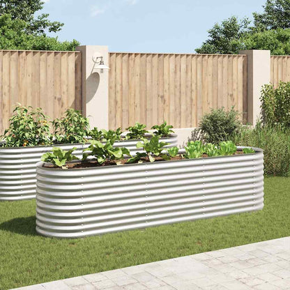 Letto Rialzato Giardino 320x80x81 cm in Acciaio Zincato Argento | homemem39