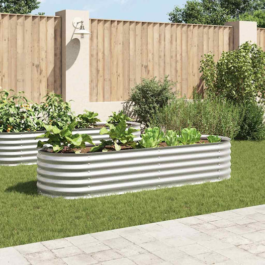 Letto Rialzato Giardino 240x80x44 cm in Acciaio Zincato Argento