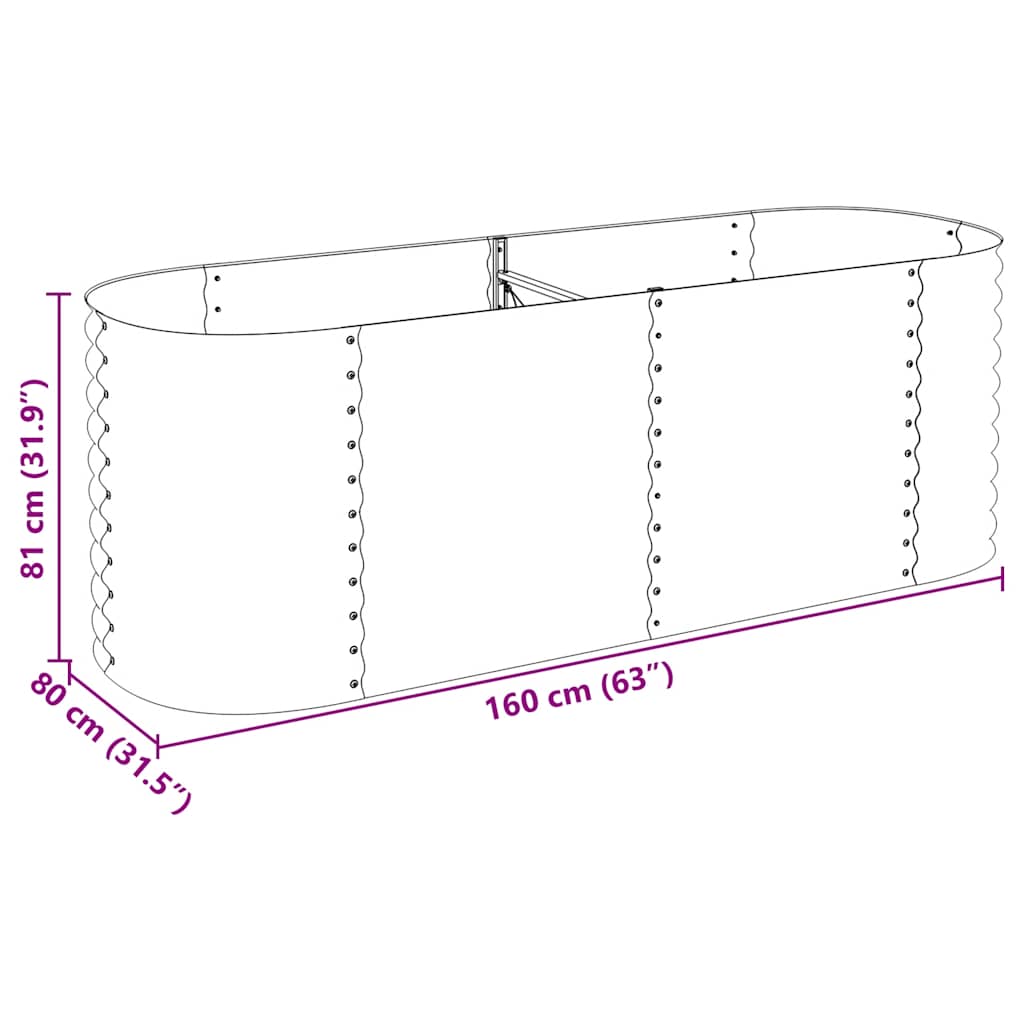 Letto Rialzato Giardino 240x80x81 cm in Acciaio Zincato Grigio - homemem39