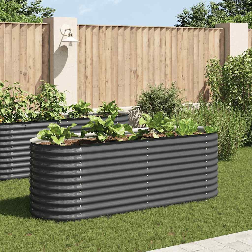 Letto Rialzato Giardino 240x80x81 cm in Acciaio Zincato Grigio | homemem39