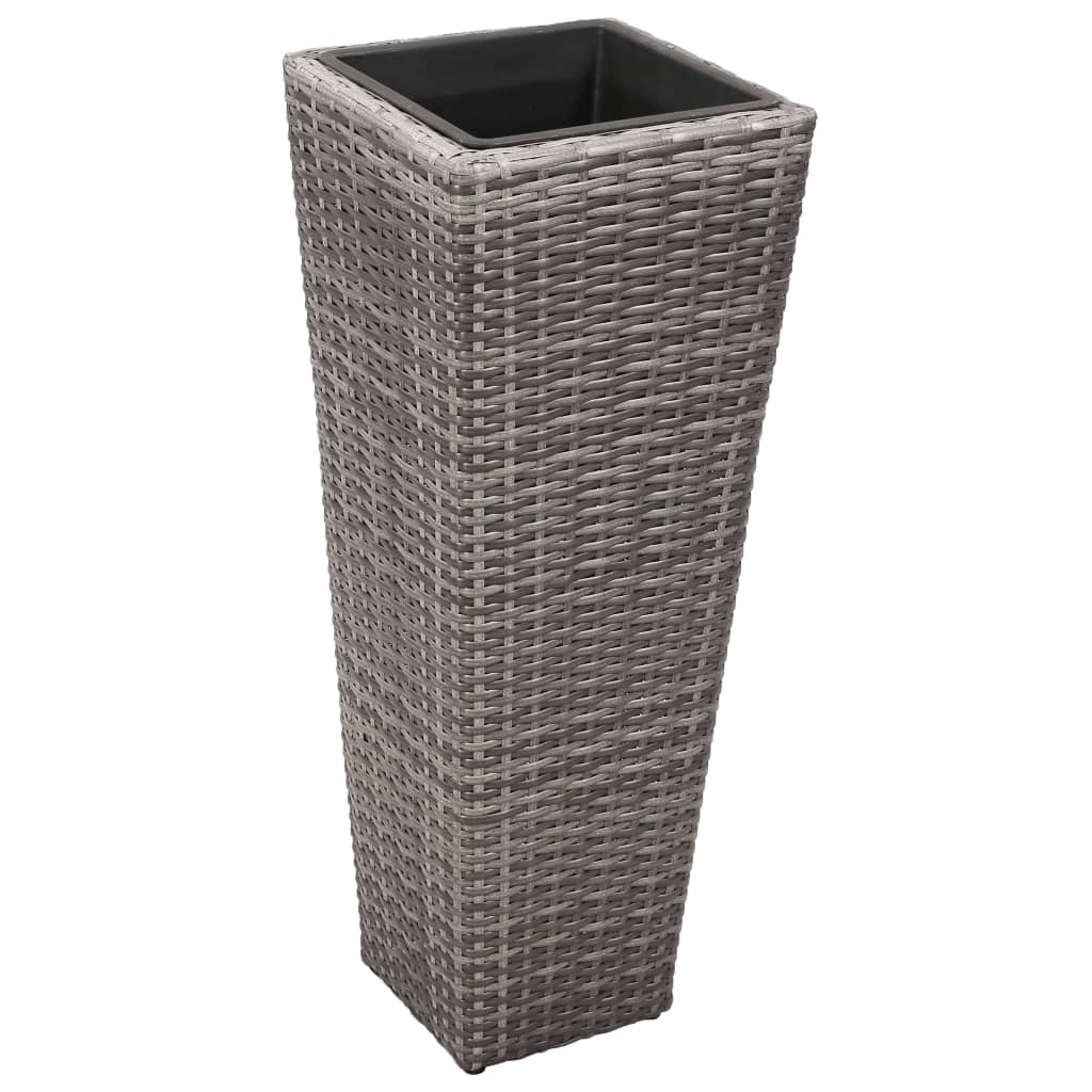 Letti Rialzati da Giardino 3 pz in Polyrattan Grigio - homemem39