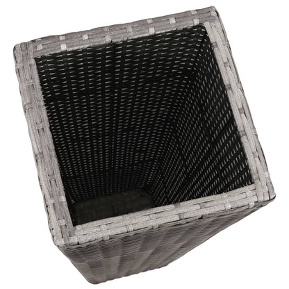 Letti Rialzati da Giardino 3 pz in Polyrattan Grigio - homemem39