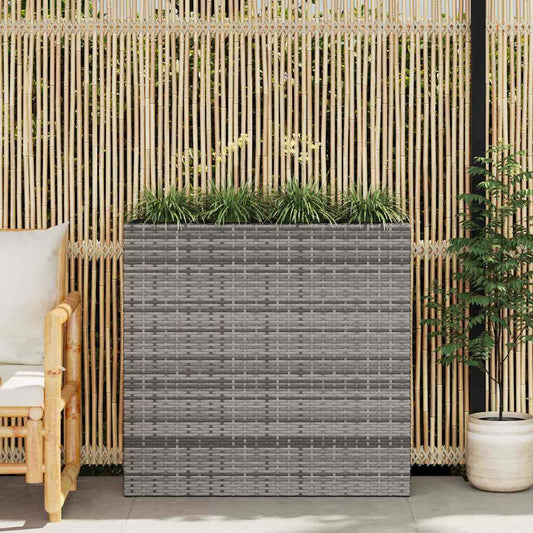 Letto Rialzato da Giardino con 4 Vasi in Polyrattan Bianco