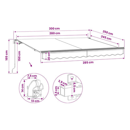 Tenda da Sole Pieghevole Manuale 300 cm Blu/Bianca