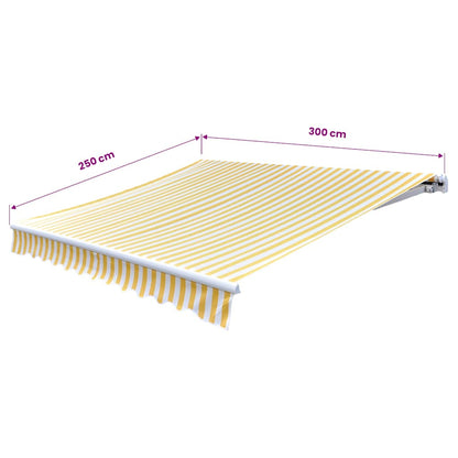 Tenda da Sole Pieghevole Manuale 300 cm Gialla/Bianca | homemem39