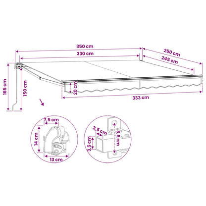 Tendone manuale 3,5 x 2,5 m Strisce Blu e Bianche