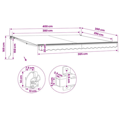 Tendone manuale 4 x 3 m Antracite 100% Poliestere