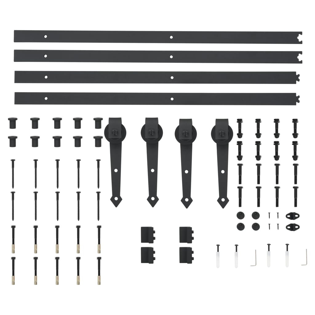 Kit di Binari per Porte Scorrevoli 2x183 cm in Acciaio Nero - homemem39