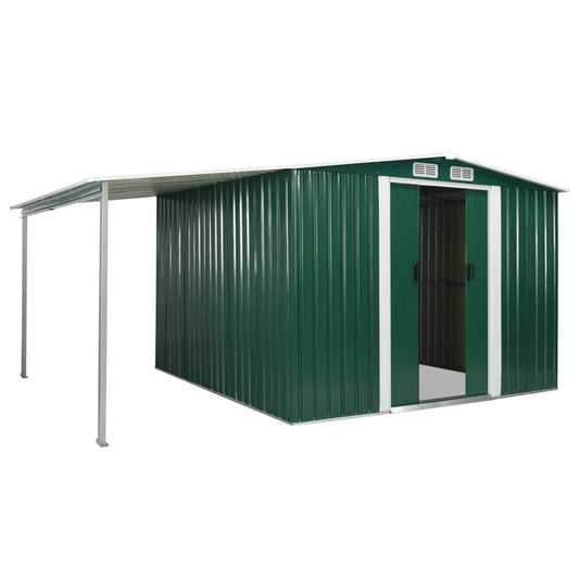 Capanno Giardino Porte Scorrevoli Verde 386x259x178 cm Acciaio - homemem39