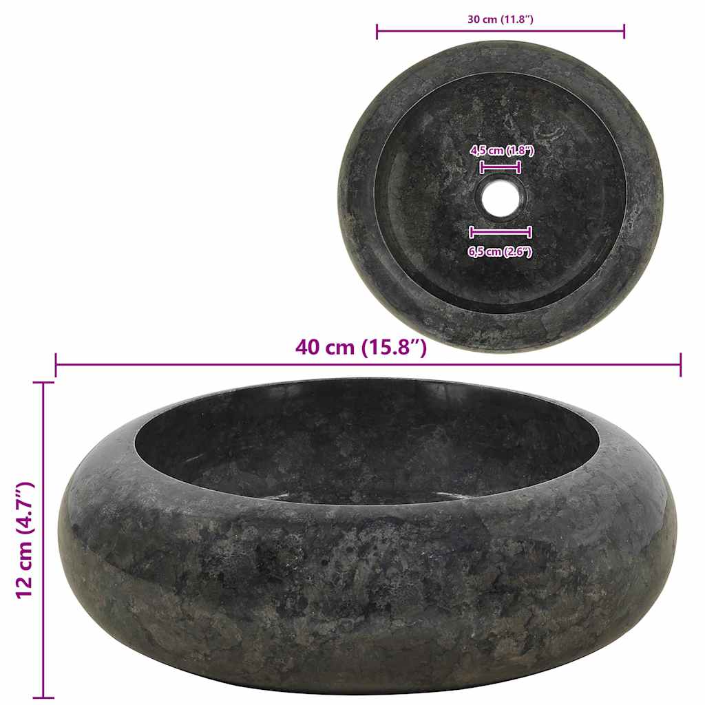 Lavandino 40x12 cm in Marmo Nero