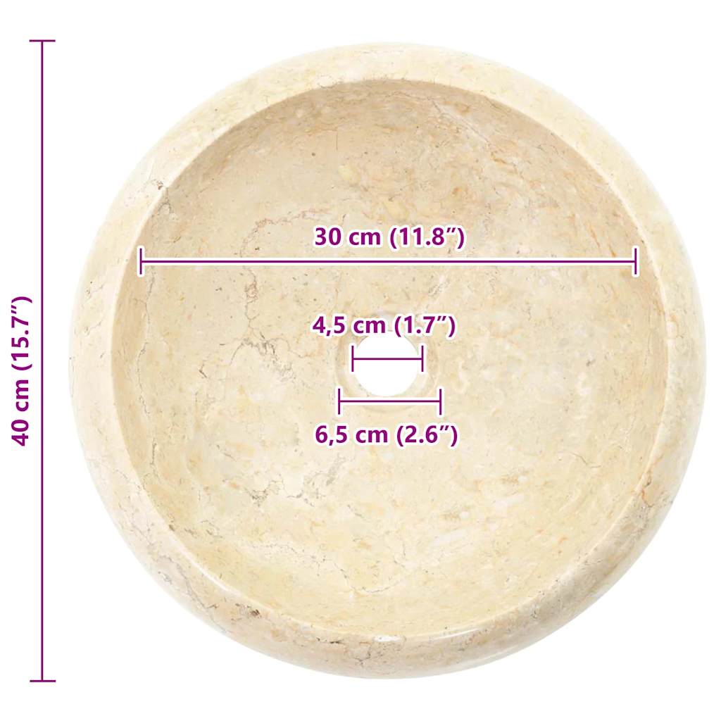 Lavandino 40x12 cm in Marmo Crema | homemem39