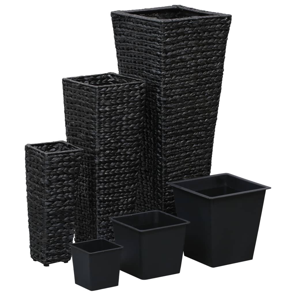 Letti Rialzati 3 pz in Giacinto Intrecciato Nero - homemem39