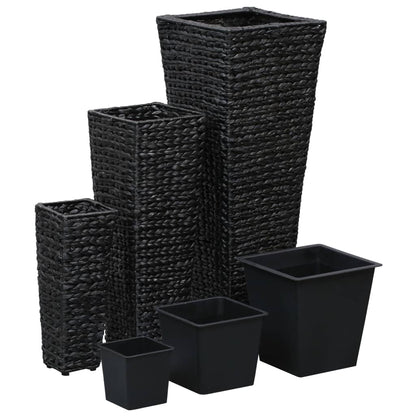 Letti Rialzati 3 pz in Giacinto Intrecciato Nero - homemem39