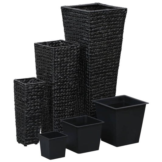Letti Rialzati 3 pz in Giacinto Intrecciato Nero - homemem39