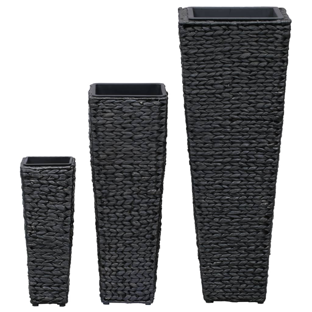 Letti Rialzati 3 pz in Giacinto Intrecciato Nero - homemem39