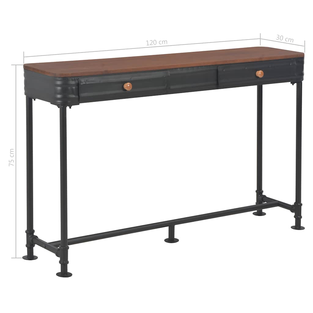 Tavolo Consolle 2 Cassetti 120x30x75 cm in Massello di Abete | homemem39