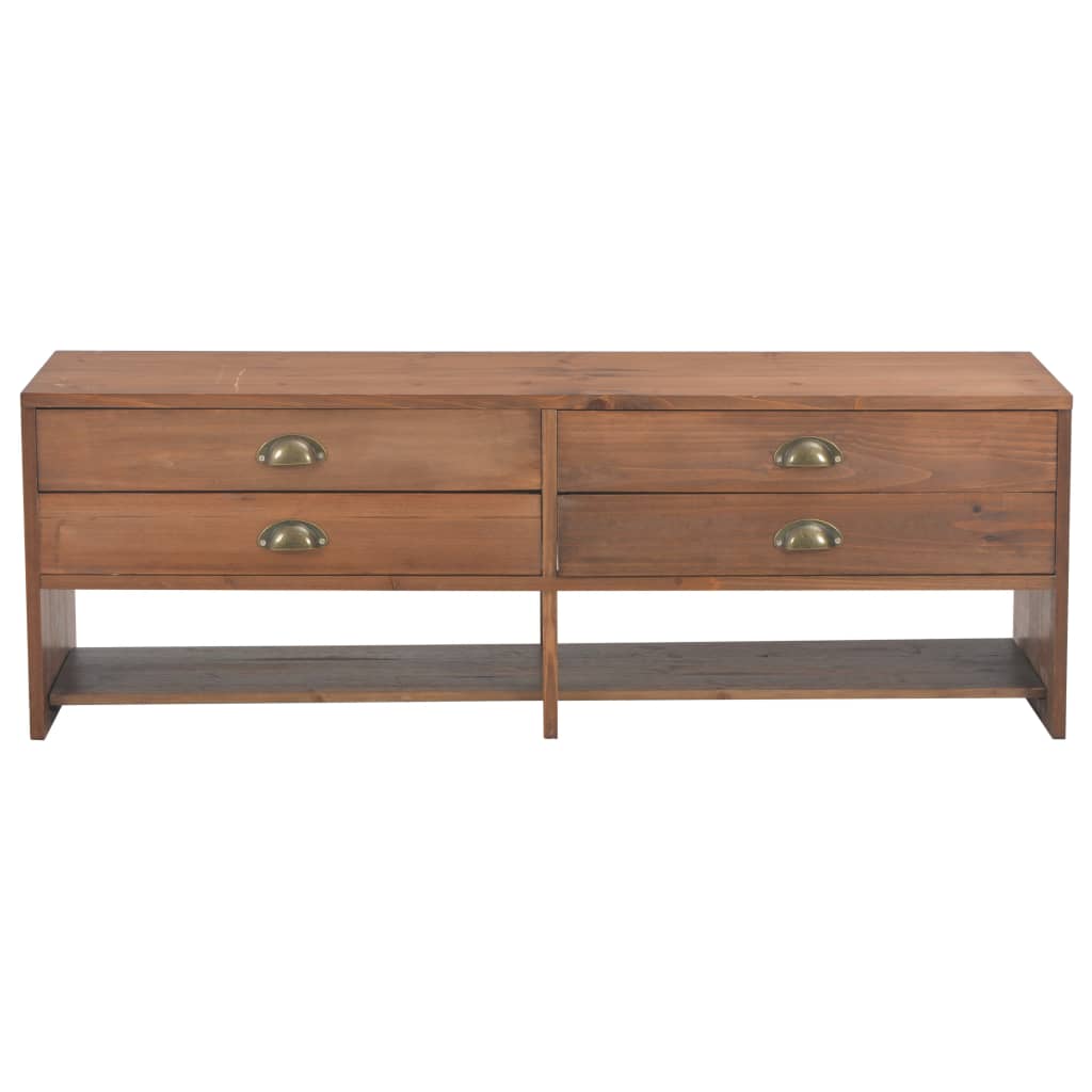 Mobile TV con 4 Cassetti 120x30x40cm in Legno Massello di Abete - homemem39