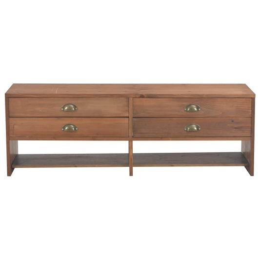 Mobile TV con 4 Cassetti 120x30x40cm in Legno Massello di Abete - homemem39