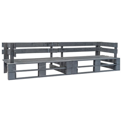 Set Divani Giardino Pallet 2pz con Cuscini Grigi Legno di Pino | homemem39