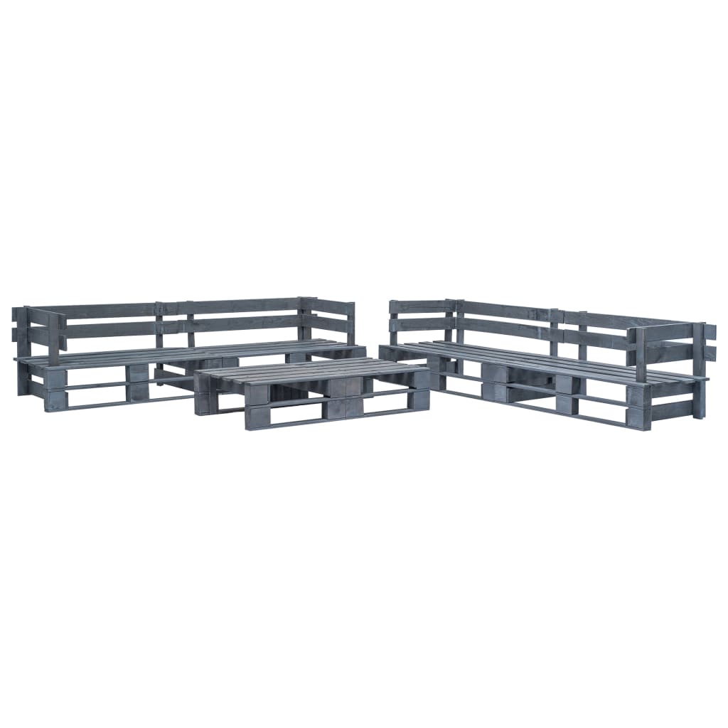 Salotto da Giardino in Pallet con Cuscini Grigi 6 pz in Legno | homemem39