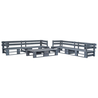 Salotto da Giardino in Pallet con Cuscini Grigi 6 pz in Legno | homemem39