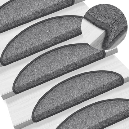 Tappetini per scale 15 pz 56x17x3 cm Grigio scuro Semicircolari - homemem39