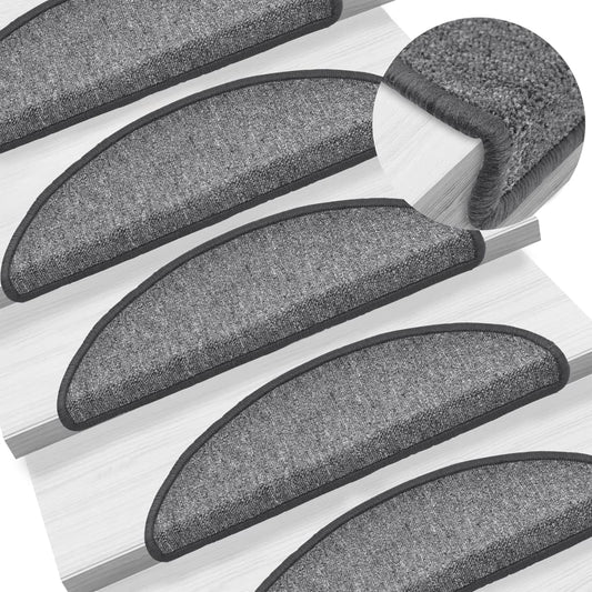Tappetini per scale 15 pz 56x17x3 cm Grigio scuro Semicircolari - homemem39
