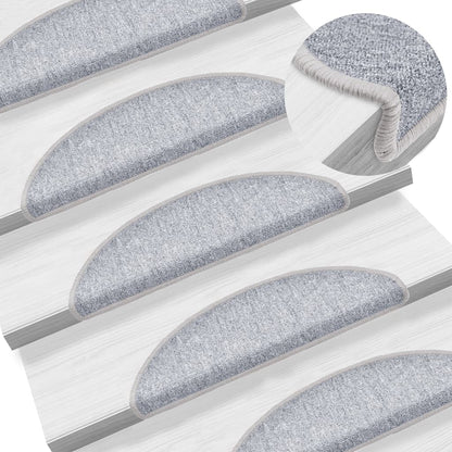 Tappetini per Scale 15 pz Grigio Chiaro 56x17x3 cm - homemem39