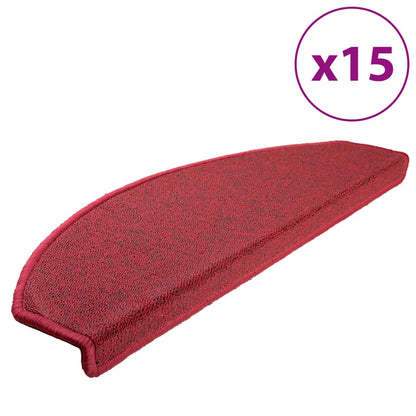 Tappetini per scale 15 pz 65x24x4 cm Bordeaux Semicircolari Grandi - homemem39