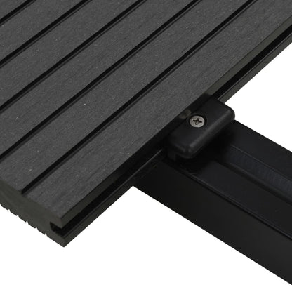 Pavimento per Esterni in WPC Pieno Accessori 10 m² 2,2 m Nero