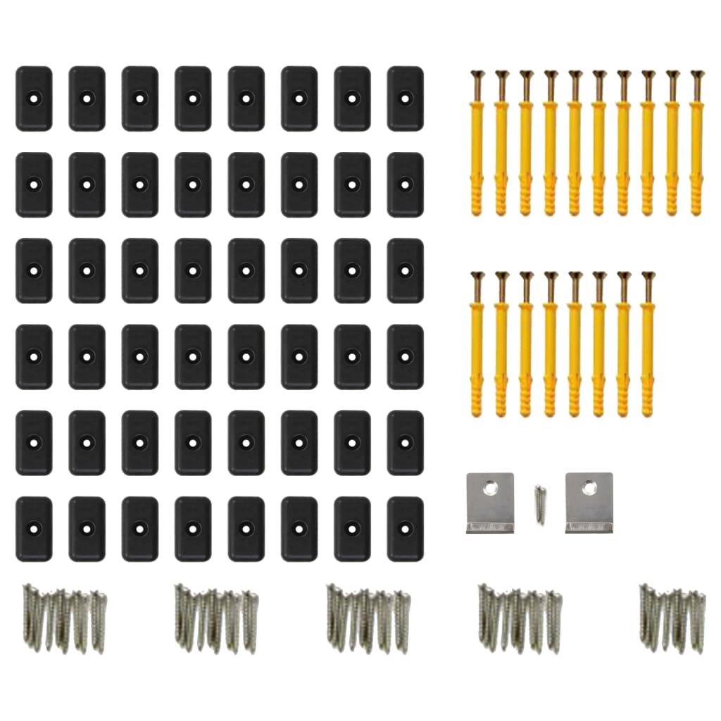 Pavimento per Esterni in WPC Pieno Accessori 20 m² 2,2 m Nero