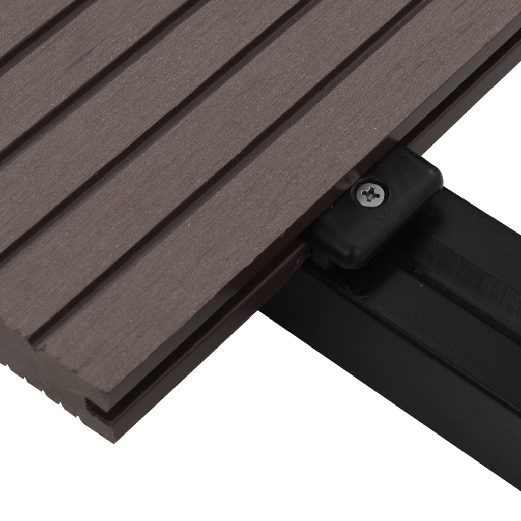 Pavimento Esterni WPC Pieno Accessori 20m² 2,2m Marrone Scuro