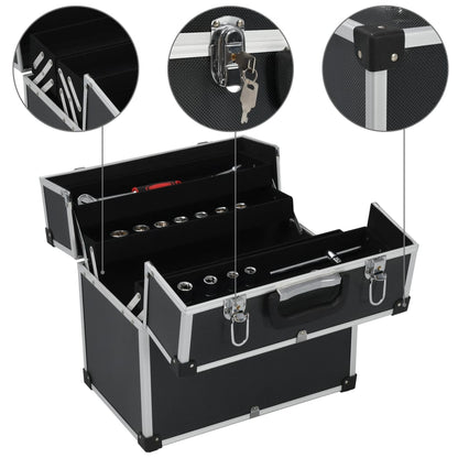 Valigetta per Attrezzi 38x22,5x34 cm Nera in Alluminio | homemem39