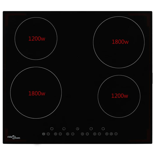 Piano Cottura in Ceramica con 4 Zone e Controlli Touch 6000 W