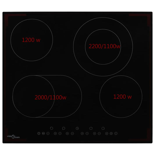 Piano Cottura in Ceramica con 4 Zone e Controlli Touch 6600 W - homemem39