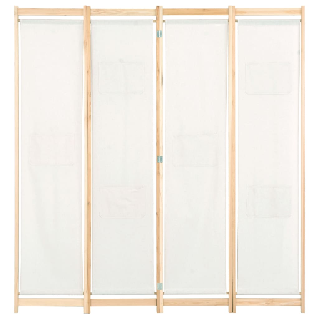 Divisorio a 4 Pannelli Crema 160x170x4 cm in Tessuto - homemem39