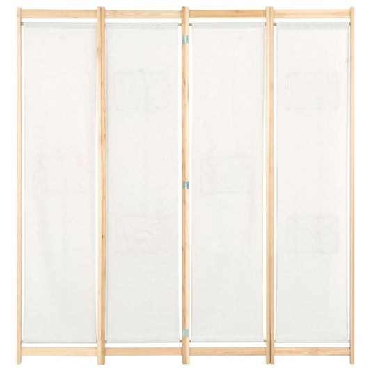 Divisorio a 4 Pannelli Crema 160x170x4 cm in Tessuto - homemem39